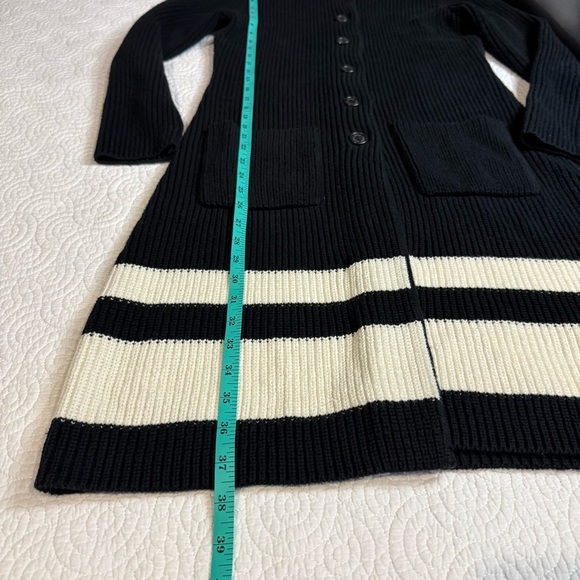 RALPH LAUREN CHUNKY STRIPED SWEATER CARDIGAN DUSTER COAT MEDIUM - Picture 6 of 8